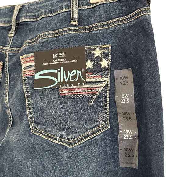 Silver Jeans Dark Blue Suki Capri  Denim Jeans size 18 - Picture 6 of 8